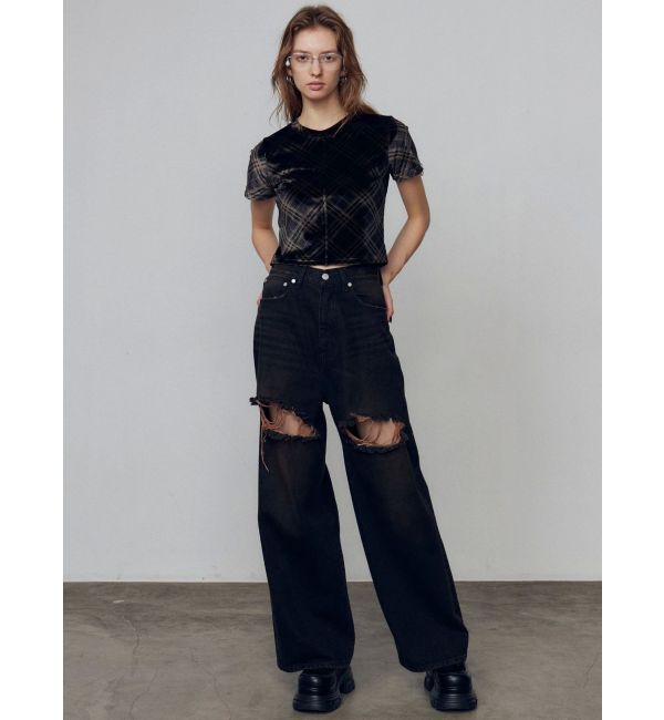 EMODA「ダブルハイクラッシュジーンズ」|デニム|