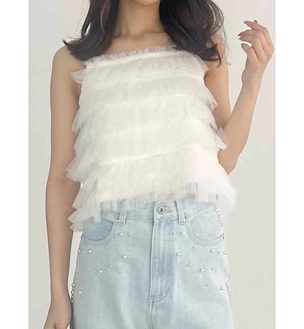 MERCURYDUO「チュールティアードトップス」|シャツ・ブラウス|アイボリー