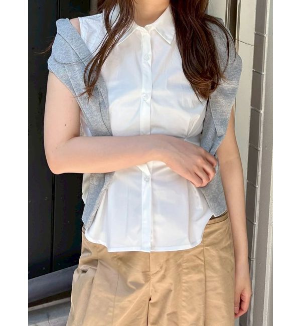 MERCURYDUO「カーデセットノースリシャツ」|シャツ・ブラウス|オフホワイト