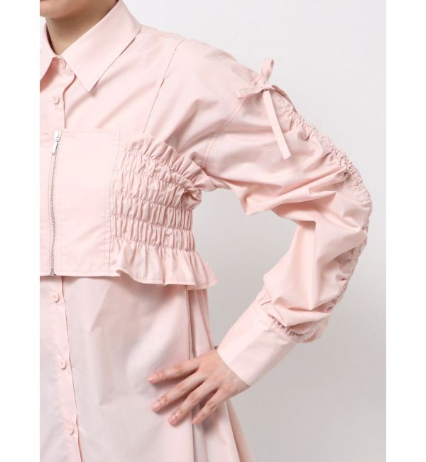 MERCURYDUO「シャーリングZIPビスチェセットシャツ」|シャツ・ブラウス|