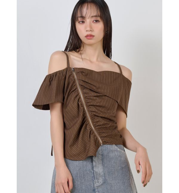 MURUA「オフショルシャーリングシャツ」|シャツ・ブラウス|ブラウン