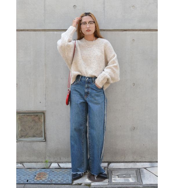 Ungrid「サイドカットオフストレートデニム」|デニム|