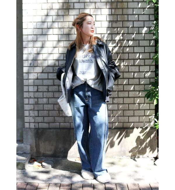 Ungrid「サイドカットオフストレートデニム」|デニム|