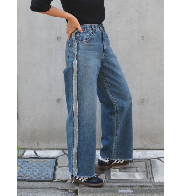 Ungrid「サイドカットオフストレートデニム」|デニム|