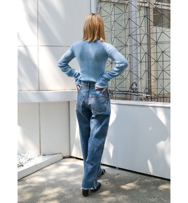 Ungrid「サイドカットオフストレートデニム」|デニム|