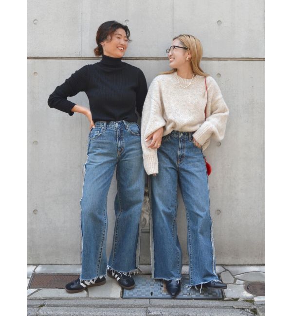 Ungrid「サイドカットオフストレートデニム」|デニム|