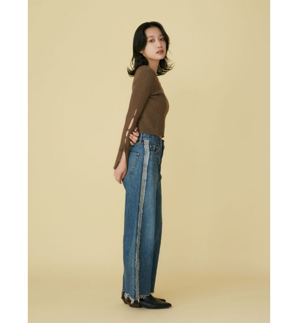 Ungrid「サイドカットオフストレートデニム」|デニム|