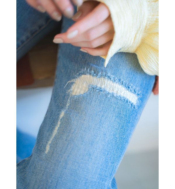 Ungrid「ダメージデザインフレアデニム」|デニム|