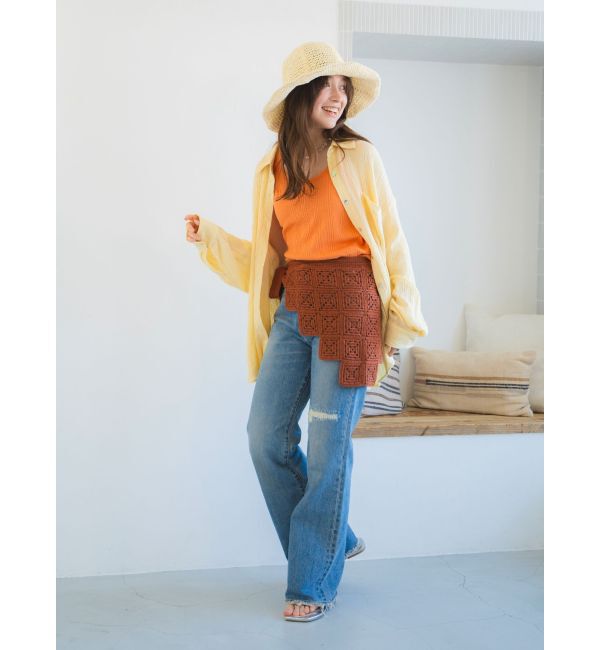 Ungrid「ダメージデザインフレアデニム」|デニム|