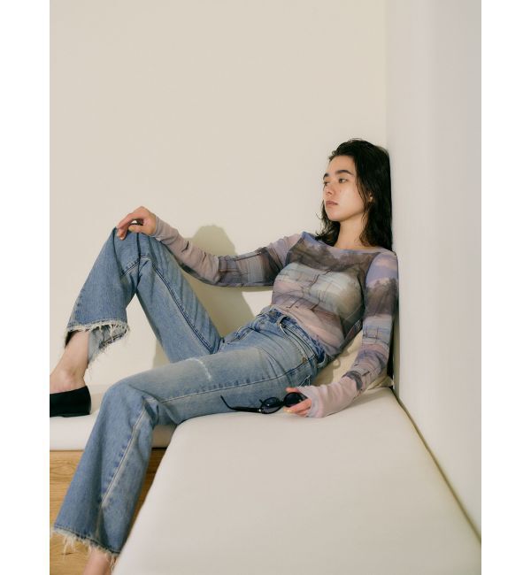 Ungrid「ダメージデザインフレアデニム」|デニム|