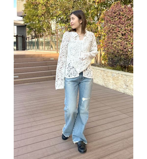 Ungrid「ダメージデザインフレアデニム」|デニム|