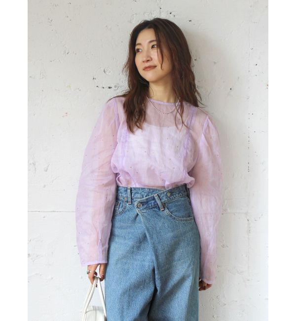 Ungrid「コットンオーガンジー2Wayブラウス」|シャツ・ブラウス|パープル