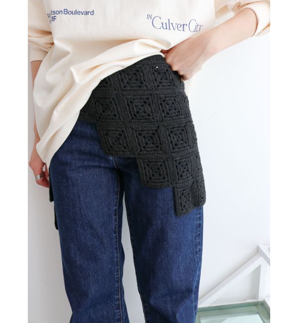 Ungrid「ニットデザインスカート」|その他|ブラック