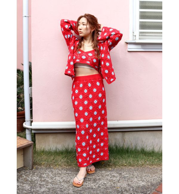 Ungrid「ビーズコンビニットカーデ」|カーディガン|