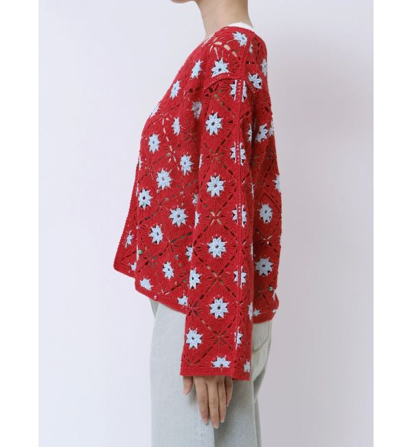 Ungrid「ビーズコンビニットカーデ」|カーディガン|