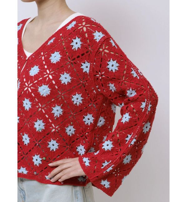 Ungrid「ビーズコンビニットカーデ」|カーディガン|