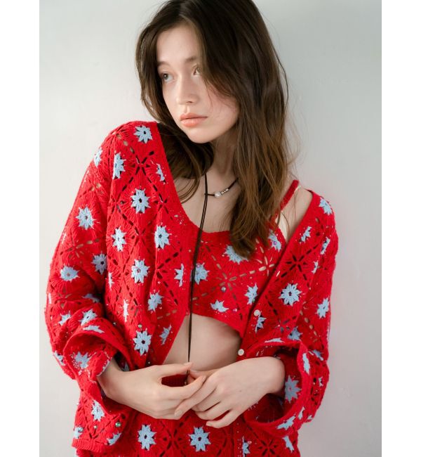 Ungrid「ビーズコンビニットカーデ」|カーディガン|