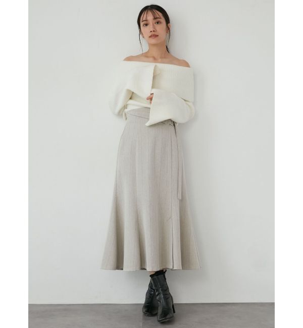 LAGUNAMOON「オフショルフレアスリーブニットプルオーバー」|ニット・セーター|