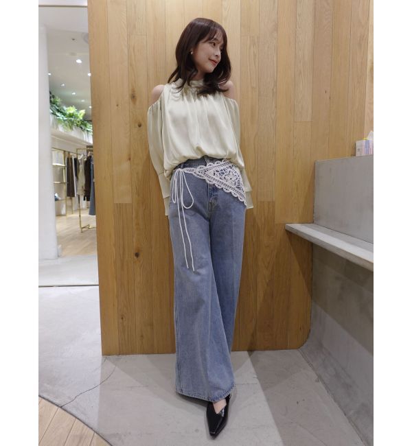 LAGUNAMOON「ニットレース刺繍スカーフ」|バンダナ・スカーフ|