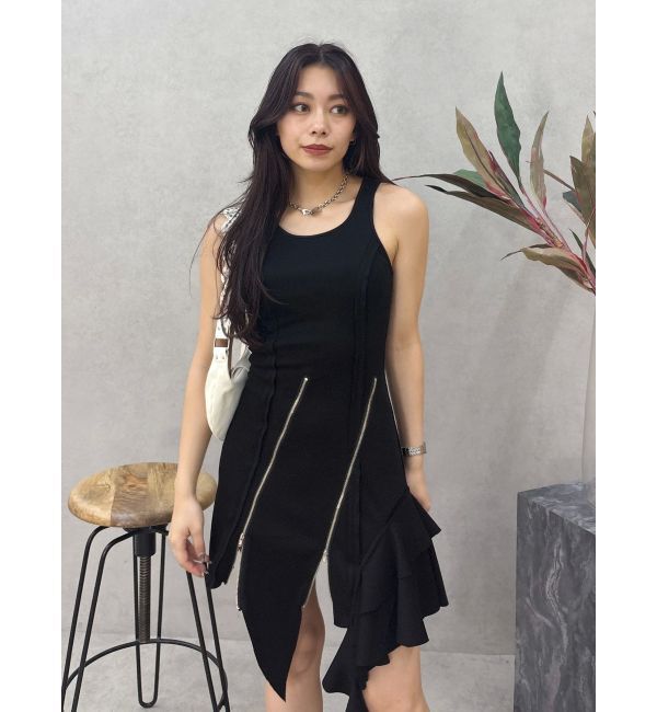 EVRIS「アシンメトリージップタンクワンピース」|ワンピース|
