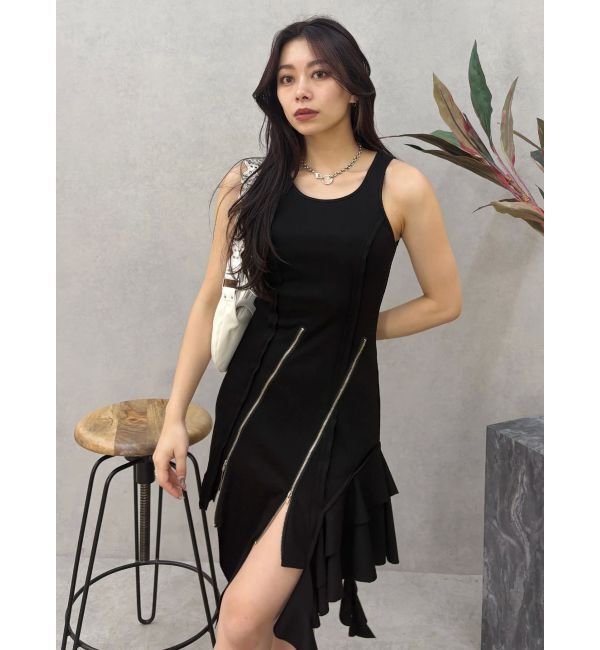 EVRIS「アシンメトリージップタンクワンピース」|ワンピース|