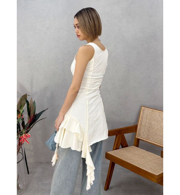EVRIS「アシンメトリージップタンクワンピース」|ワンピース|
