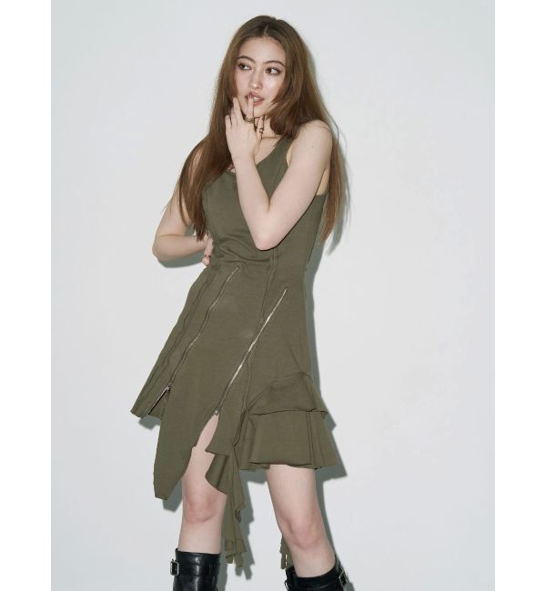 EVRIS「アシンメトリージップタンクワンピース」|ワンピース|