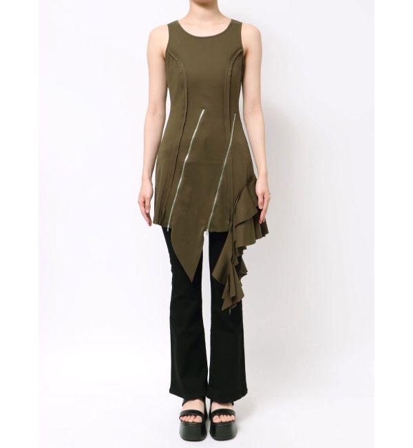 EVRIS「アシンメトリージップタンクワンピース」|ワンピース|
