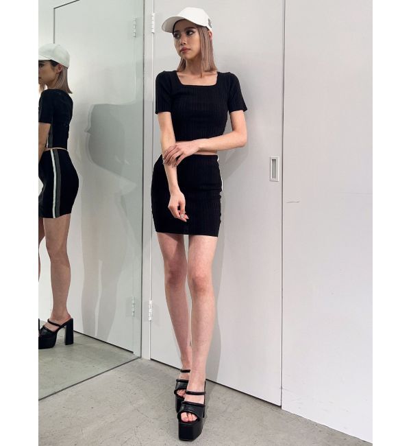 GYDA「サイドラインニットスカートライクショートパンツ【SETUP着用可】」|スカート|