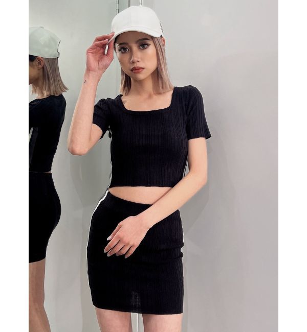 GYDA「サイドラインニットスカートライクショートパンツ【SETUP着用可】」|スカート|