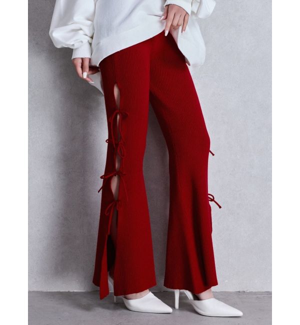 GYDA「SIDE RIBBONスリットニットフレアパンツ」|その他|