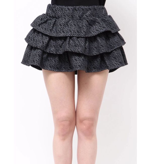 GYDA「GG chain glitter print tieredスカートライクショートパンツ」|スカート|