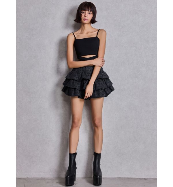 GYDA「GG chain glitter print tieredスカートライクショートパンツ」|スカート|