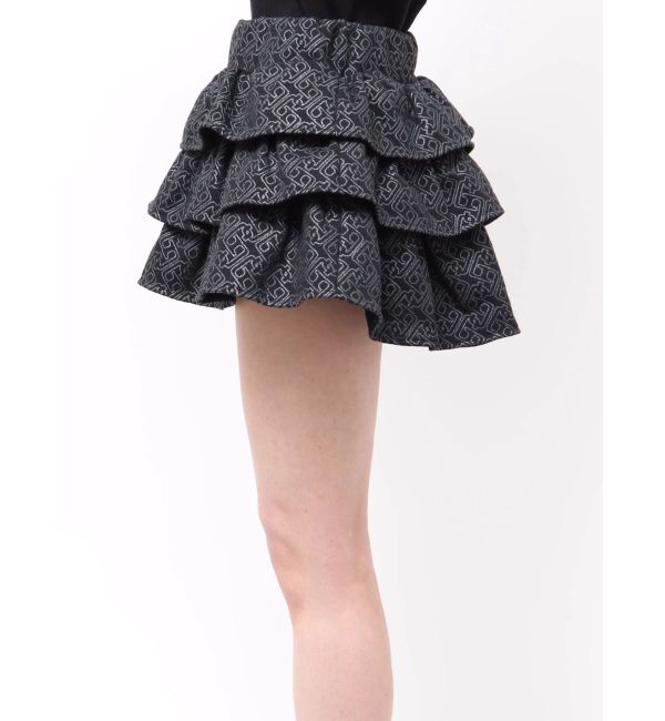 GYDA「GG chain glitter print tieredスカートライクショートパンツ」|スカート|