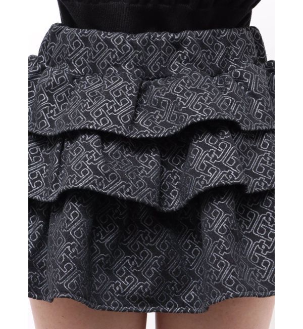 GYDA「GG chain glitter print tieredスカートライクショートパンツ」|スカート|