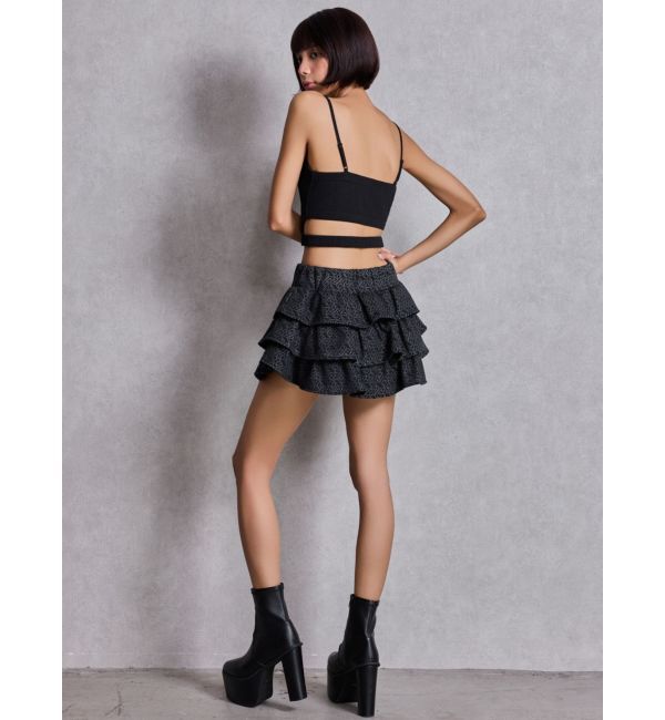 GYDA「GG chain glitter print tieredスカートライクショートパンツ」|スカート|