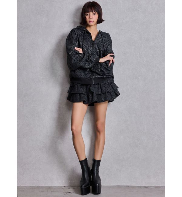 GYDA「GG chain glitter print tieredスカートライクショートパンツ」|スカート|