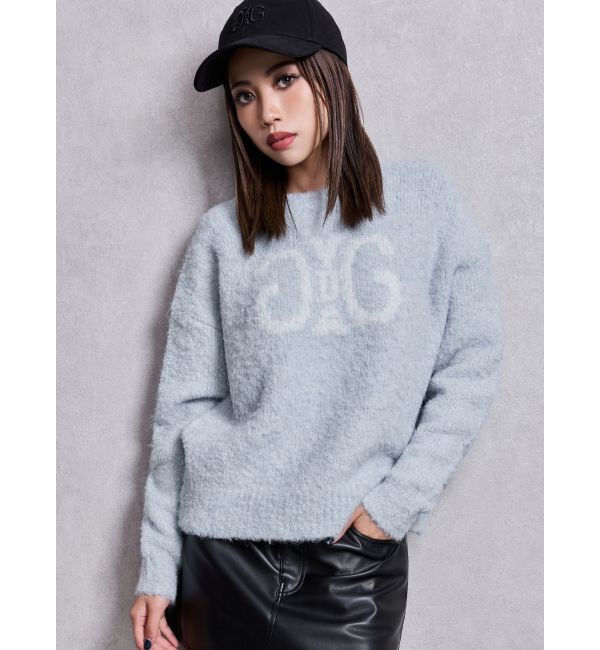 GYDA「Symmetry GYDA jacquardニットトップス」|ニット・セーター|スカイブルー