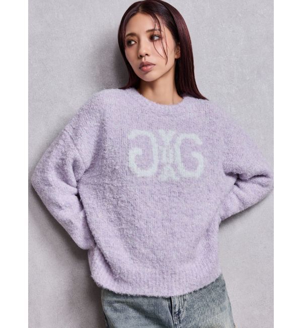 GYDA「Symmetry GYDA jacquardニットトップス」|ニット・セーター|パープル