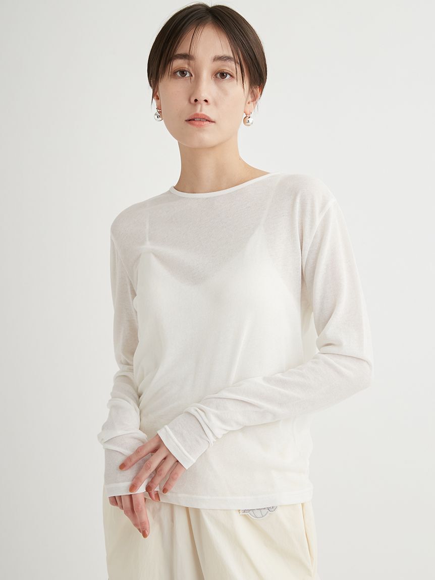 emmi atelier「オーガニックコットン強撚天竺トップス」|Tシャツ・カットソー|