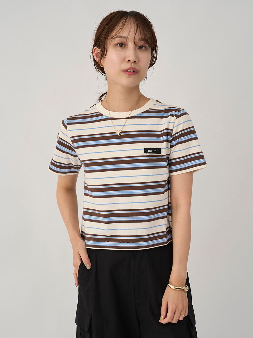 emmi atelier「マルチボーダーＴシャツ」|Tシャツ・カットソー|BLU