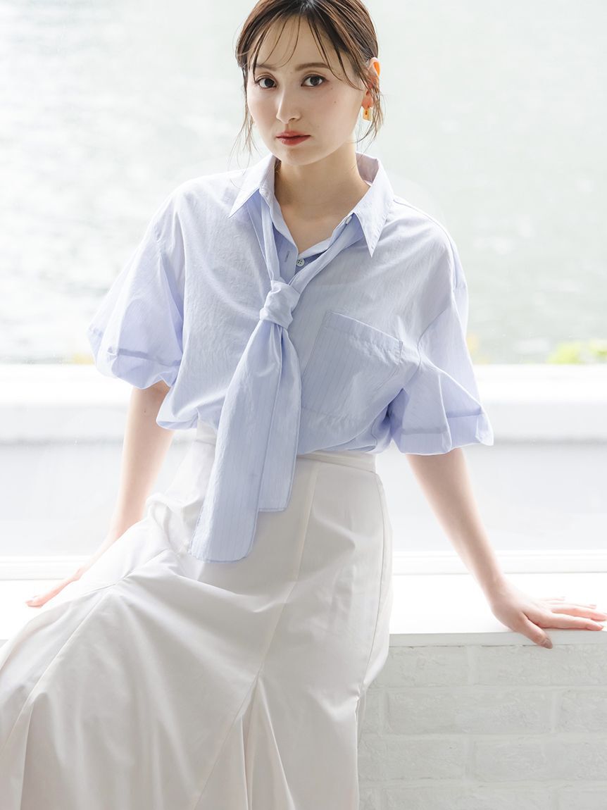 SNIDEL「タイ付きバルーンブラウス」|シャツ・ブラウス|BLU