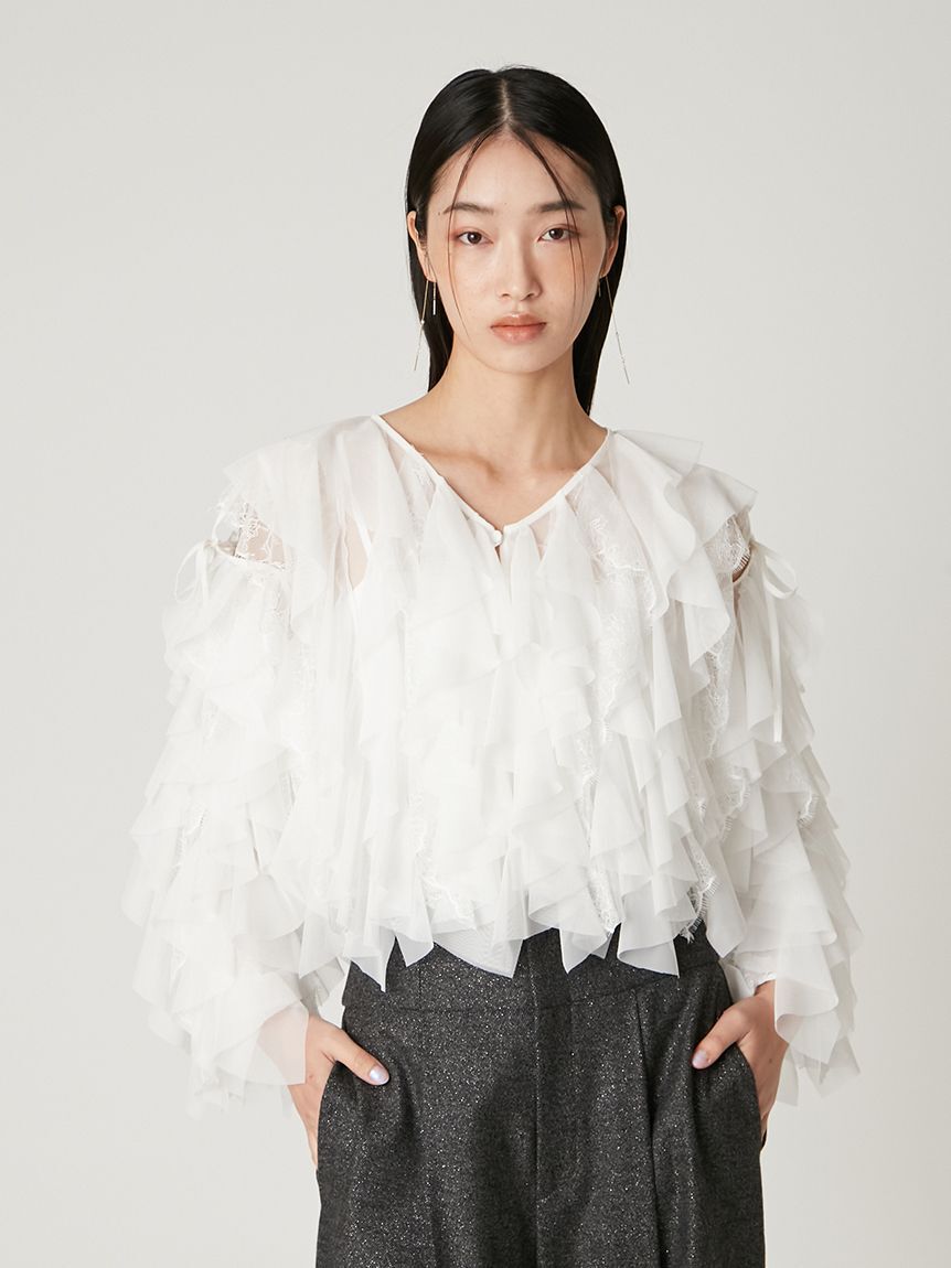 FRAY I.D「Multi wayチュールフリルブラウス」|シャツ・ブラウス|