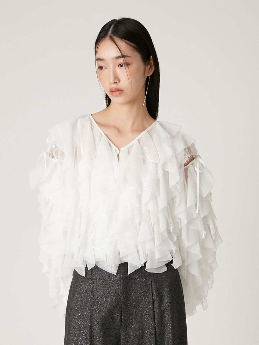 FRAY I.D「Multi wayチュールフリルブラウス」|シャツ・ブラウス|