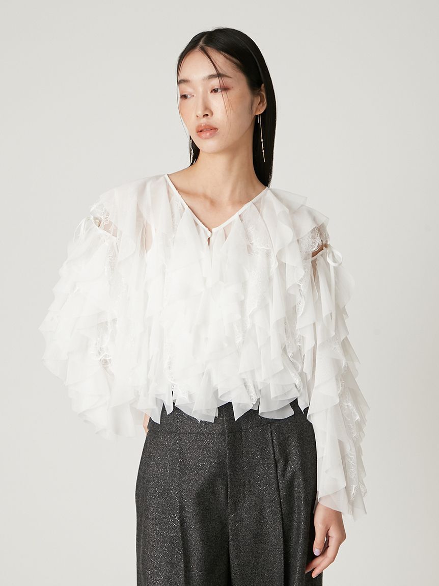 FRAY I.D「Multi wayチュールフリルブラウス」|シャツ・ブラウス|