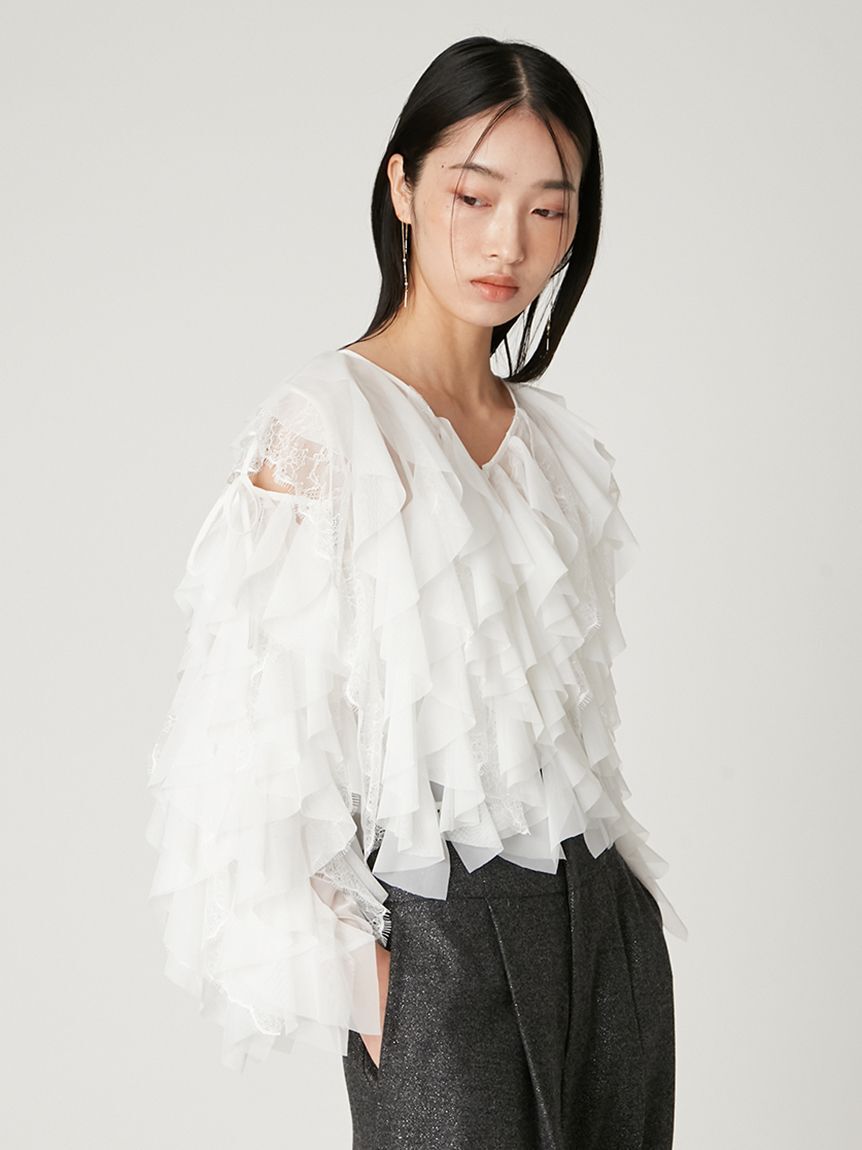 FRAY I.D「Multi wayチュールフリルブラウス」|シャツ・ブラウス|