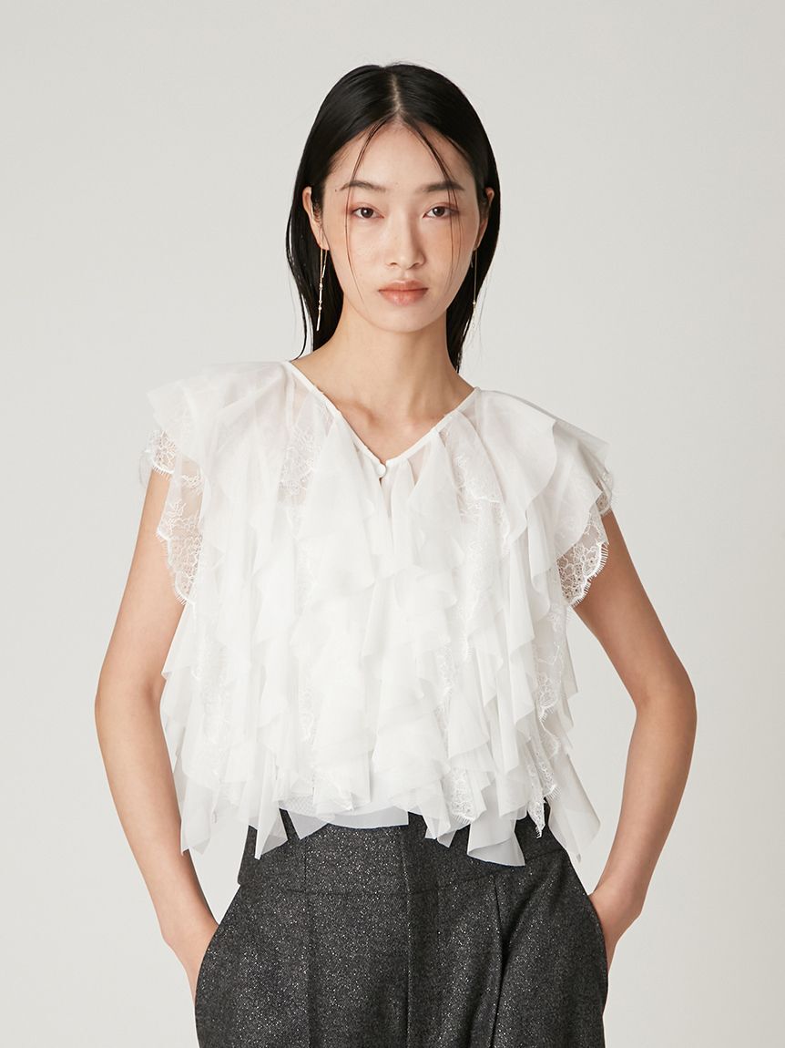 FRAY I.D「Multi wayチュールフリルブラウス」|シャツ・ブラウス|