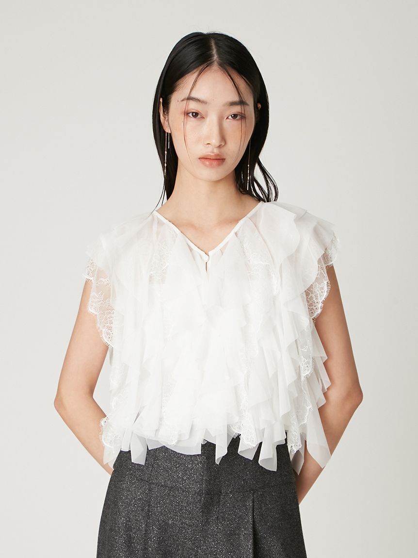 FRAY I.D「Multi wayチュールフリルブラウス」|シャツ・ブラウス|