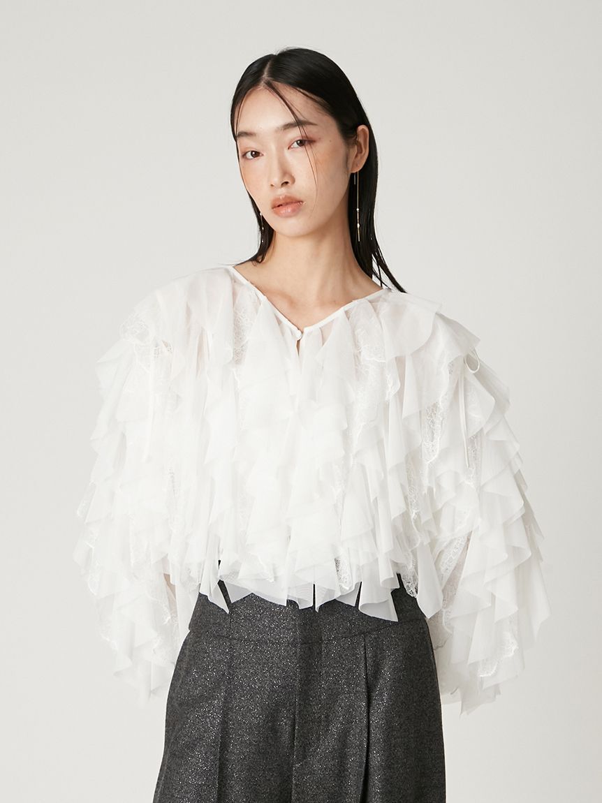FRAY I.D「Multi wayチュールフリルブラウス」|シャツ・ブラウス|