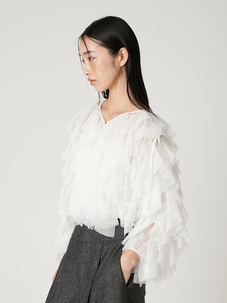 FRAY I.D「Multi wayチュールフリルブラウス」|シャツ・ブラウス|